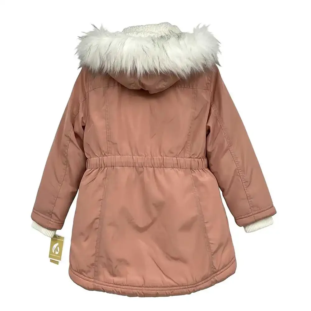 Michael Kors Pink Faux Fur Trim Hood Puffer Jacket | Girls 6X Regular